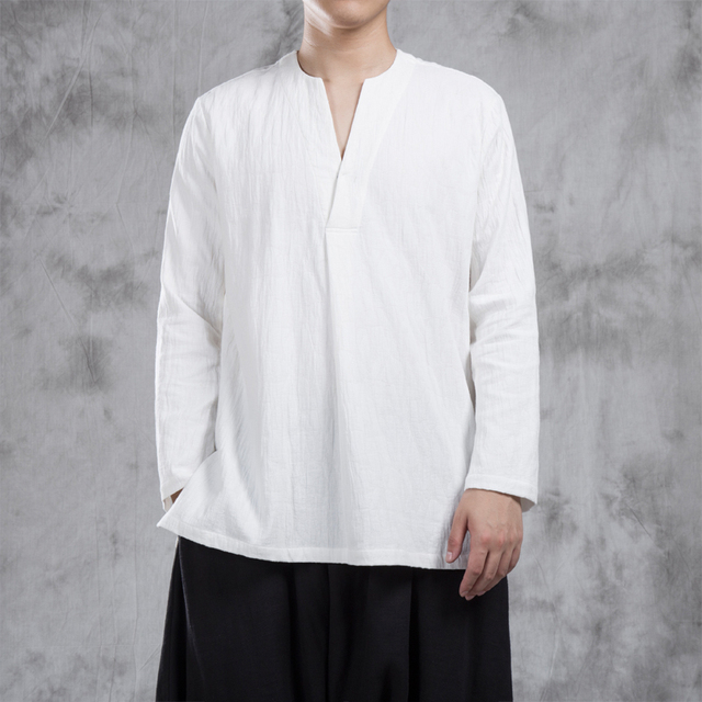 Herbst Neue Chinesische Stil männer Leinen t-shirt jacquard weben Chinesische T-shirt baumwolle leinen Boden hemd chinesische traditionelle top