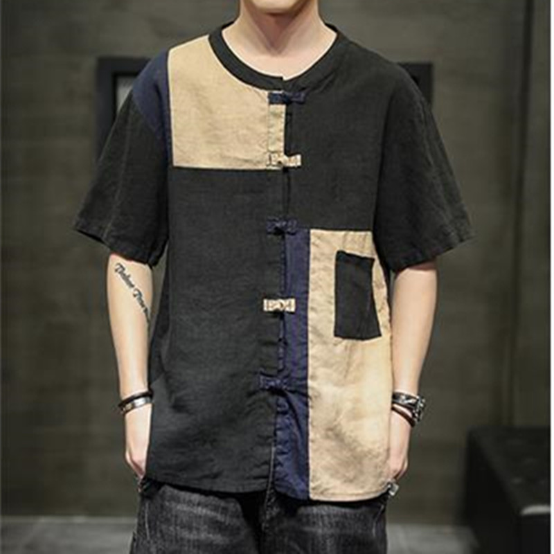 Leinenhemd Herren Kurzarmhemd Sommermantel Chinesische Modemarke Tang-Anzug Halbarm-Design Gefühl Baumwoll-Leinen-Kleidung