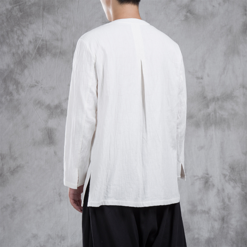 Herbst Neue Chinesische Stil männer Leinen t-shirt jacquard weben Chinesische T-shirt baumwolle leinen Boden hemd chinesische traditionelle top