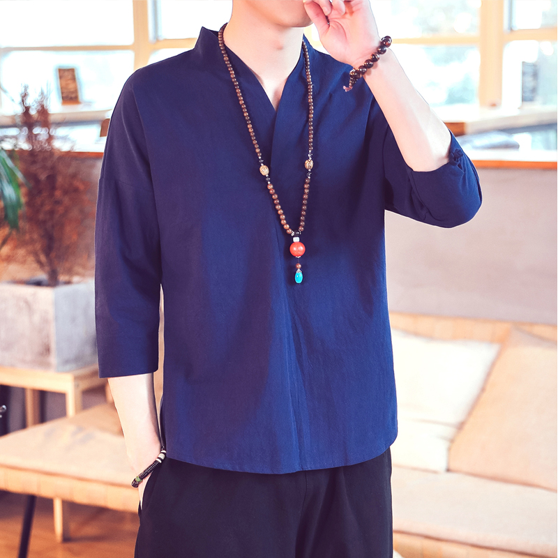 Kimono im japanischen Stil für Herren, kurzes, halbärmeliges Hemd, T-Shirt, japanische Sommer-Yukata-Feder-Strickjacke, Kleidung