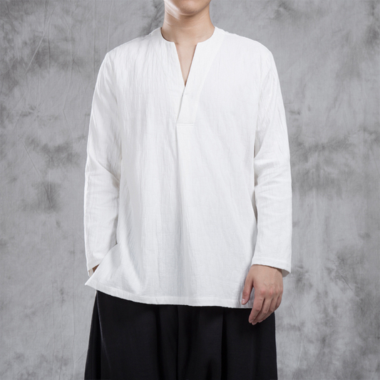 Herbst Neue Chinesische Stil männer Leinen t-shirt jacquard weben Chinesische T-shirt baumwolle leinen Boden hemd chinesische traditionelle top